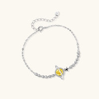 Full view of Yellow Moissanite Diamond Stellar Dreams Celestial Bracelet with adjustable sterling silver chain | Olaty