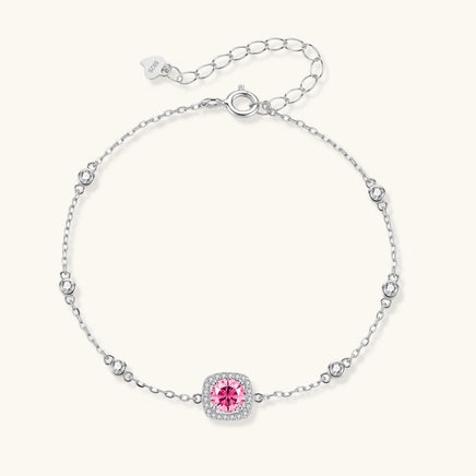 GRA certified pink moissanite bracelet in 925 sterling silver with adjustable chain | Olaty