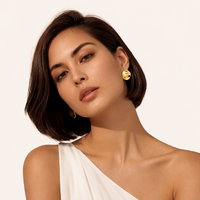 Flow Sculpted Statement Stud Earrings worn on model | Olaty