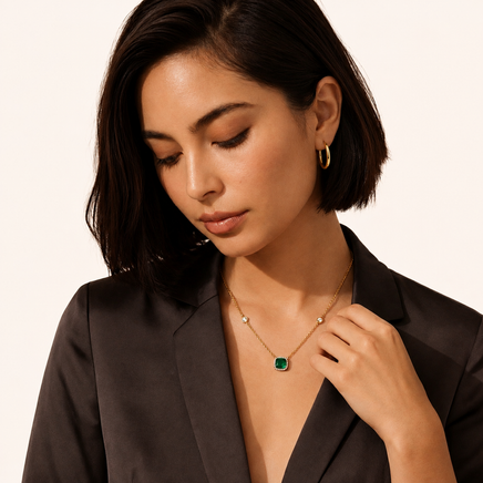 Model styling Golden Hour Hoops in 14K gold-plated sterling silver | Olaty