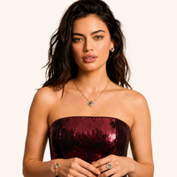 Model wearing Lucky Clover multicolor zirconia necklace earrings bracelet and ring | Olaty