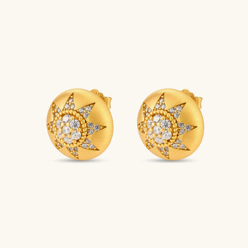 Product video showcasing Celestial Dome Star Stud Earrings with sculptural dome shapes and celestial star-inspired details | Olaty