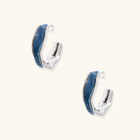 Product video showcasing Denim Sculpted Hoop Earrings with denim-inspired details and a bold sculptural hoop design | Olaty