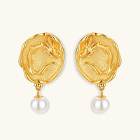 Product video showcasing Dragon Phoenix Pearl Drop Stud Earrings with lustrous pearl drops and ornate dragon and phoenix-inspired details | Olaty