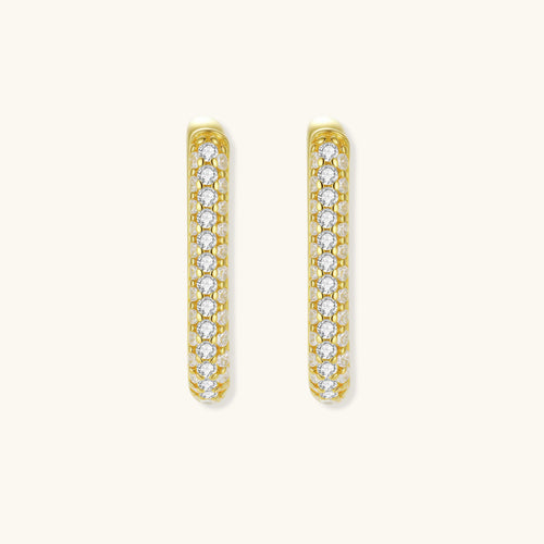 Product video showcasing Starlit Pavé Huggie Hoop Earrings with sparkling pavé details and an elegant huggie hoop design | Olaty