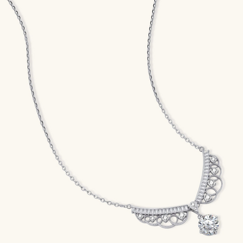 Product video showcasing GRA Certified Moissanite Diamond Angel Wing Necklace with brilliant moissanite stones and sparkling angel wing-inspired pendant details | Olaty