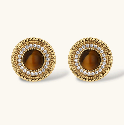 Product video showcasing Tiger Eye Halo Jewelry Set with rich tiger eye details, halo-inspired design and coordinated jewelry pieces | Olaty
