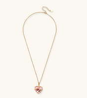 Romantic Garden Heart Pendant Necklace with pink floral heart pendant and delicate gold-tone chain | Olaty