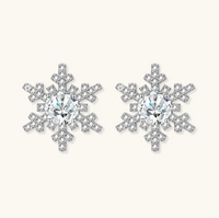 Product video showcasing GRA Certified Moissanite Diamond Winter Spark Snowflake Stud Earrings with brilliant moissanite stones and sparkling snowflake-inspired details | Olaty