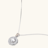 Product video showcasing GRA Certified Moissanite Diamond Radiant Halo Necklace with a brilliant moissanite center stone and sparkling radiant halo pendant details | Olaty