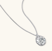 Product video showcasing GRA Certified Moissanite Diamond Teardrop Brilliance Pendant Necklace with a brilliant teardrop-shaped moissanite stone and sparkling pendant details | Olaty