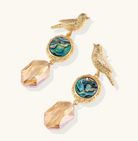 Product video showcasing Songbird Abalone Crystal Drop Earrings with iridescent abalone details, sparkling crystal accents and elegant bird-inspired drop design | Olaty