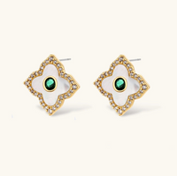 Product video showcasing Emerald Bloom Zirconia Necklace & Stud Earrings Set with sparkling emerald green zirconia details, floral-inspired design and coordinated necklace and stud earrings | Olaty
