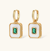 Product video showcasing Emerald Green Geometric Necklace & Huggie Earrings Set with rich emerald green details, geometric design and coordinated necklace and huggie earrings | Olaty
