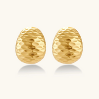 Product video showcasing Hammered Gold Huggie Earrings with textured hammered surfaces and a polished gold-tone huggie design | Olaty