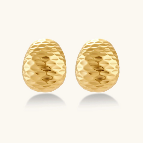 Product video showcasing Hammered Gold Huggie Earrings with textured hammered surfaces and a polished gold-tone huggie design | Olaty