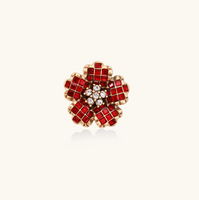 Product video showcasing Crimson Bloom Statement Ring with a bold crimson floral centerpiece and sculptural gold-tone setting | Olaty