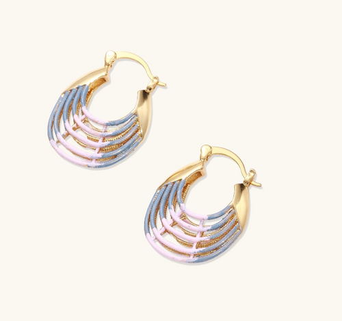 Product video showcasing Sunrise Ripple Enamel Hoop Earrings with colorful ripple enamel details and gold-tone accents | Olaty