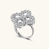 Product video showcasing GRA Certified Moissanite Diamond Lucky Clover Ring with brilliant moissanite stones, sparkling accents and an elegant four-leaf clover-inspired design | Olaty