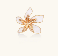 Product video showcasing Lily Bloom Sculptural Statement Ring with an elegant lily-inspired floral form and sculptural gold-tone details | Olaty