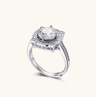 Product video showcasing GRA Certified Moissanite Diamond Vintage Crown Halo Ring with a brilliant moissanite center stone, sparkling halo details and an ornate vintage crown-inspired design | Olaty