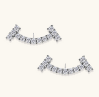 Product video showcasing GRA Certified Moissanite Diamond Cosmic Arc Climber Earrings with brilliant moissanite stones and sparkling celestial arc-inspired climber design | Olaty