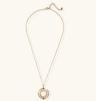 Product video showcasing Cosmic Mother of Pearl Orbital Pendant Necklace with luminous mother of pearl details and a celestial orbital-inspired pendant design | Olaty 