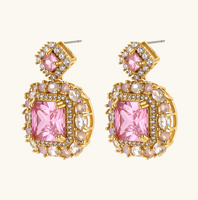Product video showcasing Rose Pink Zirconia Baroque Jewelry Set with sparkling rose pink zirconia details, ornate baroque-inspired design and coordinated jewelry pieces | Olaty