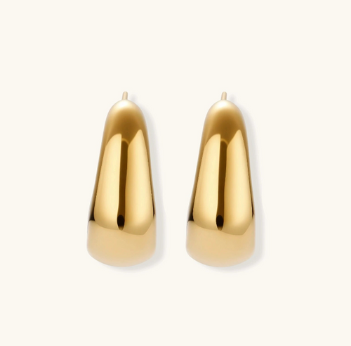 Product video showcasing Sculpted Curve Gold Huggie Earrings with smooth sculptural curves and a polished gold-tone huggie design | Olaty