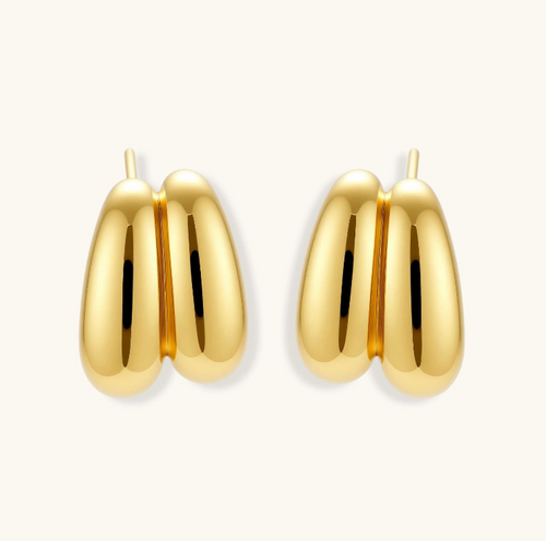 Product video showcasing Liquid Gold Sculptural Hoops with fluid curved forms and a polished gold-tone sculptural hoop design | Olaty