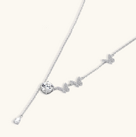 Product video showcasing GRA Certified Moissanite Diamond Flutter Dreams Butterfly Lariat Necklace with brilliant moissanite stones, sparkling butterfly-inspired details and an elegant lariat design | Olaty