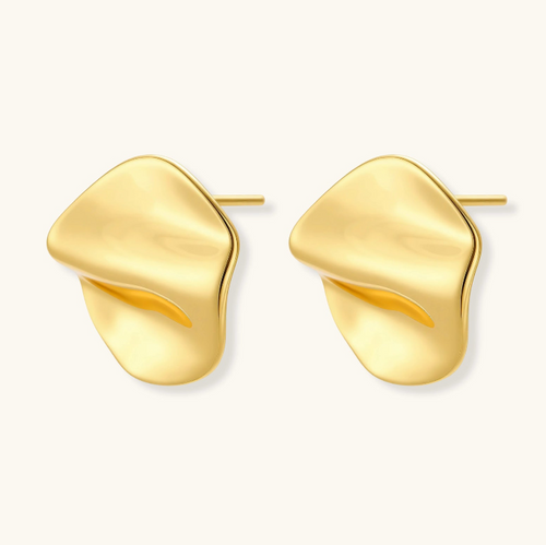 Product video showcasing Flow Sculpted Statement Stud Earrings with fluid sculptural curves and a bold statement design | Olaty