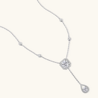 Product video showcasing GRA Certified Moissanite Diamond Celestial Balance Drop Necklace with brilliant moissanite stones and an elegant celestial-inspired drop pendant design | Olaty