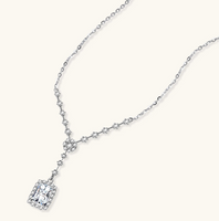 Product video showcasing GRA Certified Moissanite Diamond Celestial Drop Necklace with brilliant moissanite stones and sparkling celestial-inspired drop pendant details | Olaty
