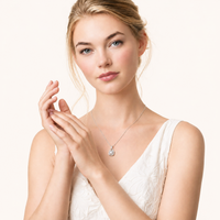 GRA Certified Moissanite Diamond Cushion Halo Necklace | Olaty